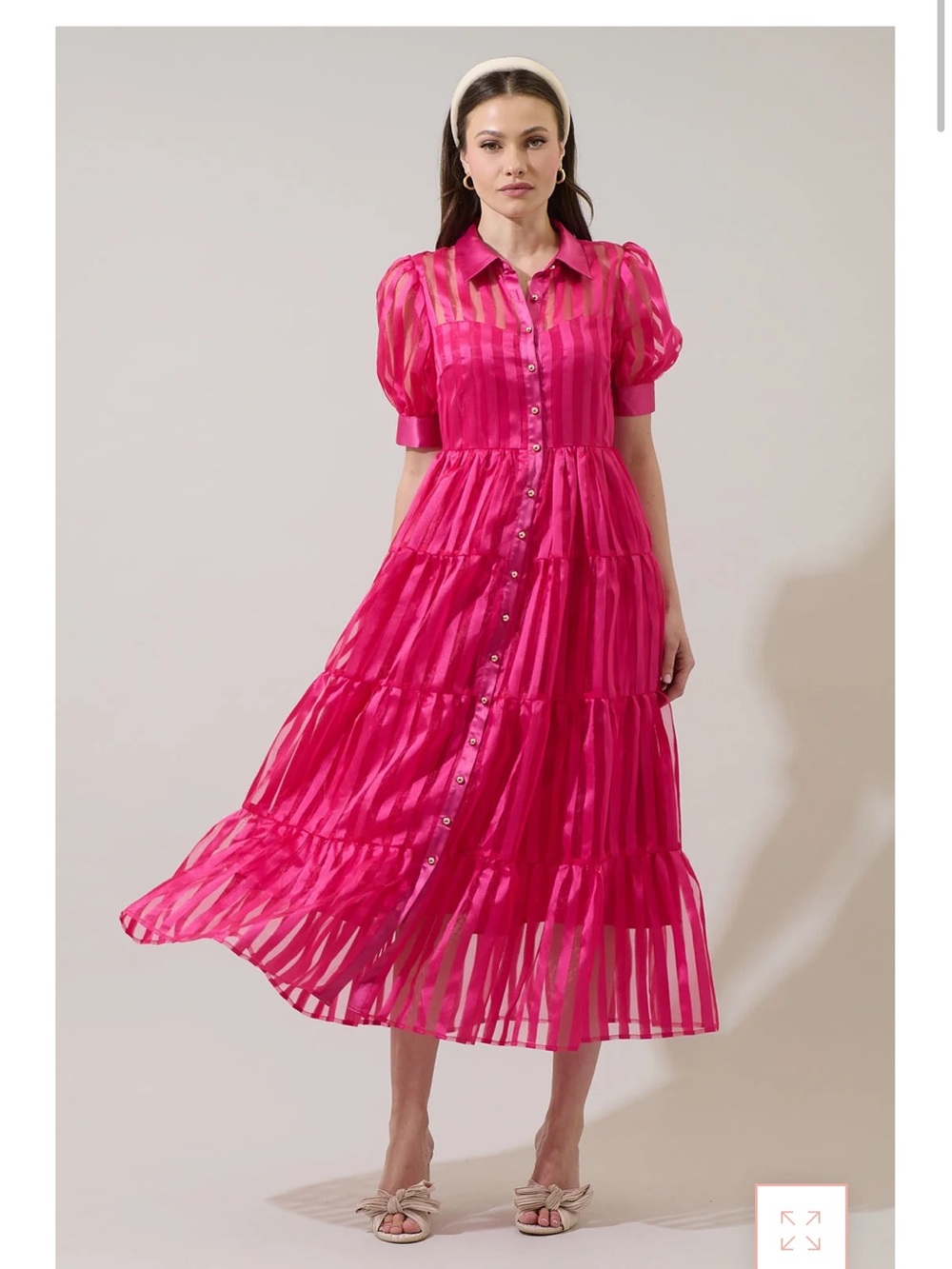 Sugarlips Kadi Striped Organza Midi Dress